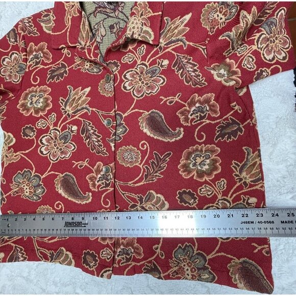 Coldwater Creek Women's Casual Boxy Floral Paisley Tapestry Jacket Long Sleeve - Picture 7 of 8